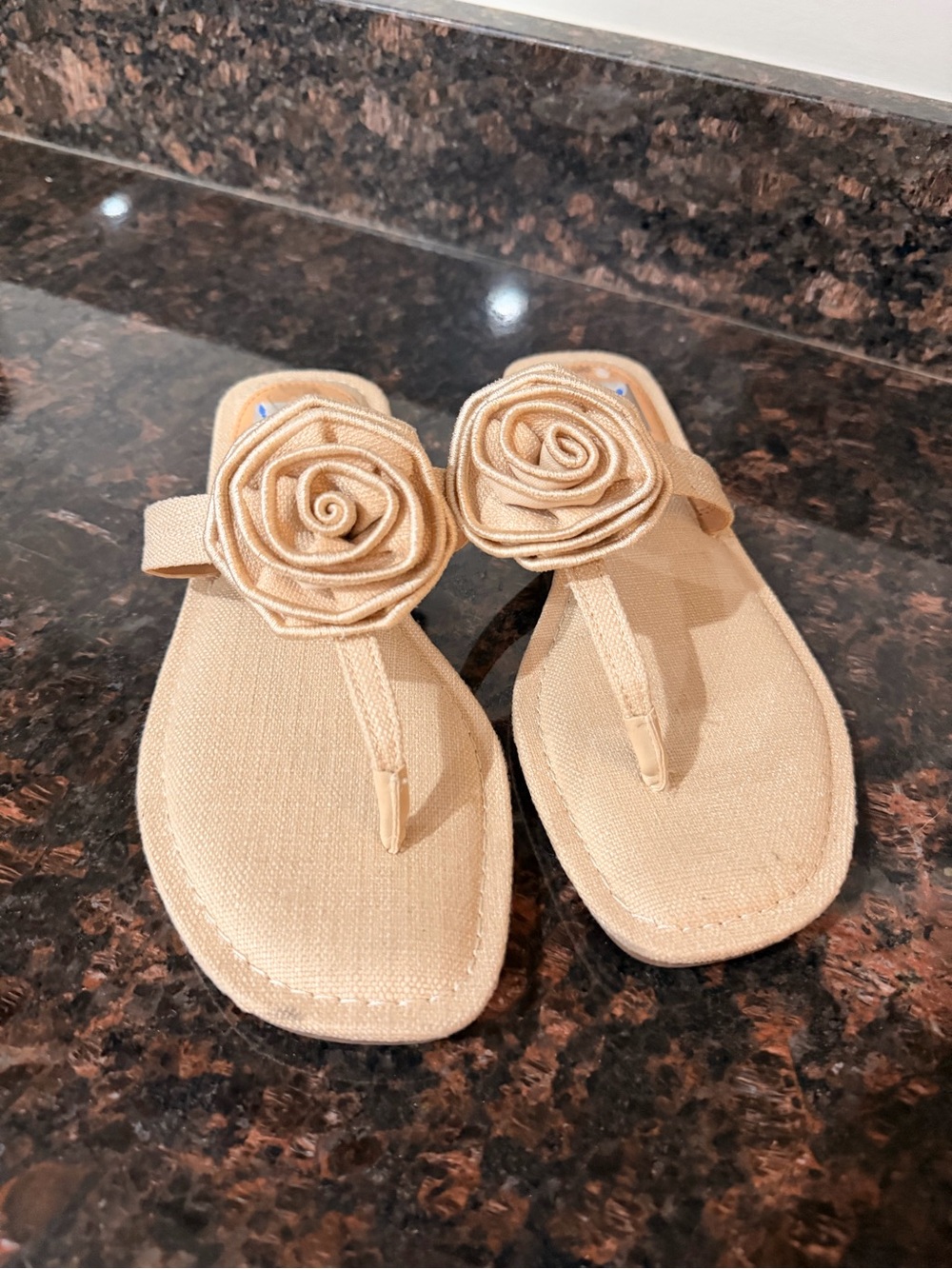 Dolce Vita Tan Floral Rosette Thong Sandals